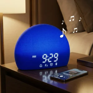 Modern Digital Multimedia White Noise Sound Machine RGB Wake Up Light Digital Table Alarm Clock BT Speaker OEM ODM Customization