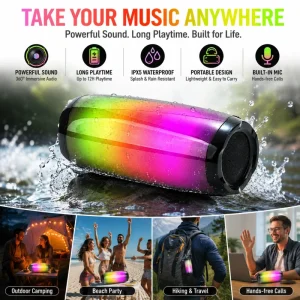 Multi Color Stereo Portable Waterproof Subwoofer Wireless Speaker Wireless Charging LED Flashing Light for Computer