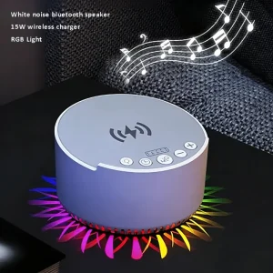 Multi function Sleep Aid Player Wireless Charger 15W White Noise Sleep Device RGB Light Portable Bluetooth Speaker