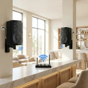 Multi size Professional Wooden Wireless Mono Speaker 260W High Power 4 Ohm for Club Bar Commercial Spaces