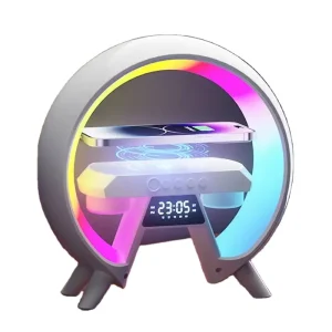 Multifunction 4 in 1 LED Desk Lamp with Fast Wireless Charger Stand Alarm Clock BT Speaker Battery Powered