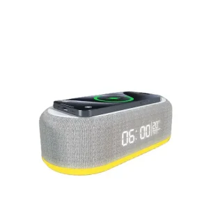 Multifunction 6 in 1 BT Smart Speaker with Wake up Clock RGB Atmosphere LED Night Light Wireless Charge for iPhone
