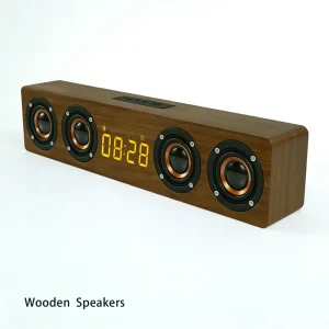 Multifunctional Home Theater Speaker RGB LED Lighting Wooden Design Wireless Charging for Mobile Phone