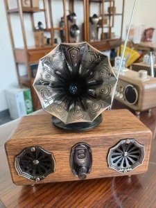 Multifunctional Party light Natural Wood Grain FM Radio Wooden wireless speaker