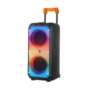 NDR 1095 Portable Bluetooth Speaker 8 Inch Subwoofer Circular RGB Lighting 2 Mics Remote Control Outdoor Party Audio