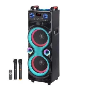 NDR-1100 10 Inch High Power Outdoor Karaoke Trolley BT Speaker with 2 Mic LED Light Stage Party DJ HIFI Wireless Speaker