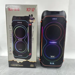 NDR 1810 Bluetooth Party Speaker Clubber Style RGB Lights Dual Mics Remote Portable Wireless Audio for Outdoor Parties