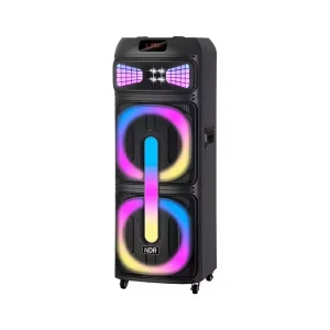 NDR 2250 Portable Tower Bluetooth Speaker Dual RGB Light Rings Trolley Wheels Outdoor Party Audio Speaker