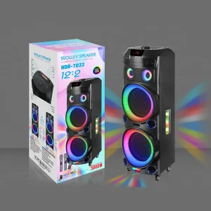 NDR-7022 Dual 12 Inch Woofer Speaker Battery Two Side Light Outdoor Party