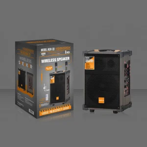 NDR C8 Portable DJ Karaoke Speaker with 2 Wireless Microphones for Home and Party Use Battery Operated