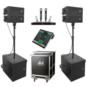 Neodymium Dual 5 Inch Column Line Array Speaker System with 15 Inch Powered Subwoofer Stage Event Club