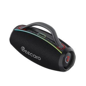 New Powerful Wireless Portable Waterproof Bluetooth Speaker Fabric Outdoor Subwoofer Speaker with RGB Light and Handle for Party