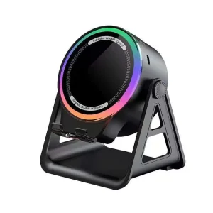 New Wireless 5.3 Induction Stereo Mobile Phone Holder with Built-in Mic Portable Desktop Mini Speaker RGB LED