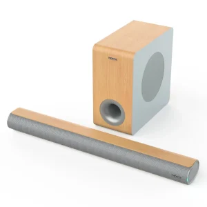 Newest Super Sound 2.1 Channel Wall Mount Soundbars with Subwoofer, Wireless Subwoofer, Wooden Speaker