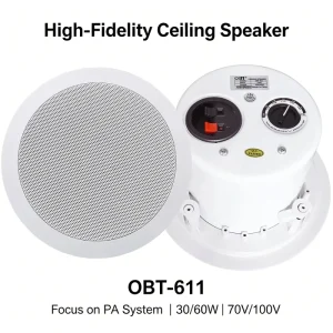 OBT-611 High Fidelity Fitness Studio Bar PA System 15W Background Music Event Broadcast Clear Voice Recessed Ceiling Speaker