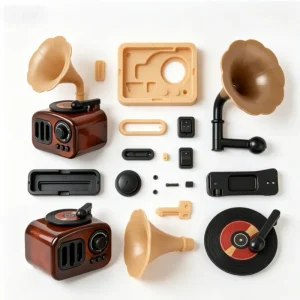 OEM Custom Mold Service For Aesthetic Retro Gramophone Speaker With Colorful Lights & Bass Desktop Turntable Decor