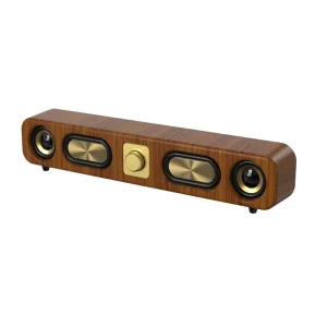 OEM E3404 Portable Stereo Powered Wireless Luminous Bamboo Walnut Wood Grain Party Subwoofers Soundbar Speaker