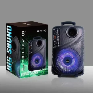 OEM Factory In stock 8inch Plastic 5.0 Battery powered Outdoor Portable Speaker Remote Control 20W Output LED Lighting