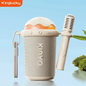 OEM K98 Mini Smart Portable Rechargeable BT 5.3 10W Full Range Speaker Karaoke Function AirPlay RGB LED Lights 2 Microphones
