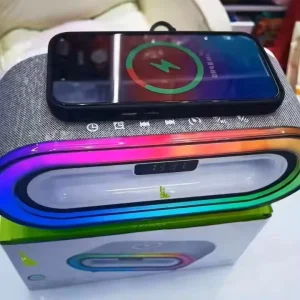 OEM ODM Portable Wireless Speaker Alarm Clock RGB Colorful LED Light Plastic IPX2 Waterproof for V5.3