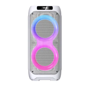 OEM ODM White Dual 8 Inch Woofer Portable Wireless 240W Peak Powerful Loud Sound Deep Bass TWS Multifunction RGB LED Party Speaker