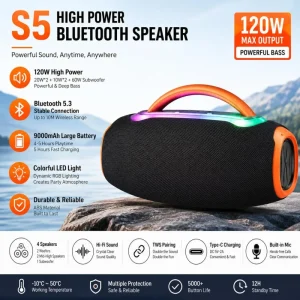 OEM Speaker Factory S5 Portable Wireless BT Speakers Subwoofer High Quality Loud Music FM Radio TF USB for Home Theatre Outdoor