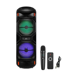 Oudiobop 8 Inch Portable 40W RGB LED Wireless Bass Speaker Rechargeable Party Home Theatre Karaoke Trolley Design USB Computer