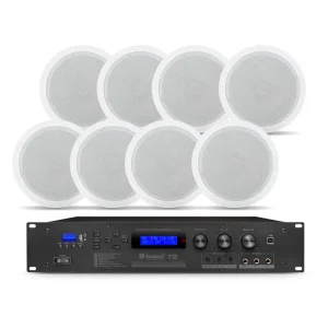 Oulaisong Ceiling Mounted Hidden Coaxial Speaker System for Conference Rooms Training Centers Embedded Public Broadcast