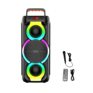 Outdoor BT Speaker for Party Trolley Portable Mini Speaker Karaoke RGB Speaker with Mic Portable Subwoofer