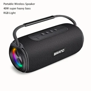 Outdoor Custom Logo Waterproof IPX6 40W Powerful Mega Bass RGB Led Light Portable Wireless Bluetooths Speaker