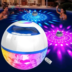 Outdoor IP68 Waterproof Colorful Portable LED RGB Light Stereo Sound Shower Spa Hot Tub 6W Wireless Floating Pool Speaker
