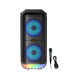 Outdoor Party Speaker with 30W Output Heavy Bass Karaoke Mic 360° RGB Lights Computer Use Speaker