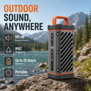 Outdoor Portable IP67 Waterproof Speaker Built-In Power Bank Auracast Multi-Speaker Handle for Camping Party Hiking Fishing