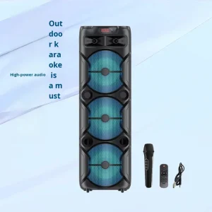 Outdoor Portable Party Speaker RGB BT Speaker Wireless Microphone 40W HighPower 2400mAh Battery Home Bass Speaker Karaoke