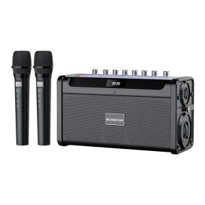 Outdoor RGB Alarm Music Box Karaoke Machine Shoulder Strips Wireless Speaker 2pcs Microphones Sports Party KTV Mixing