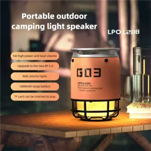 Outdoor Speaker Mini Camping Ambient RGB Sound activated Light Metal Subwoofer