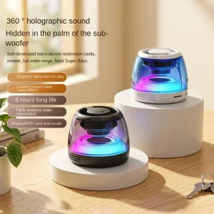 Outdoor Waterproof Mini Speaker with RGB LED Lights Portable Speaker for Party Use TF Card Playback DC Powered