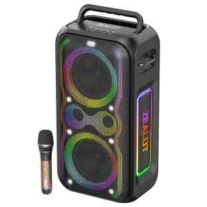 Outdoor Wireless Microphone Karaoke Speaker PT21M 200W Portable RGB Light 48000mAh Battery BT Speaker Computer