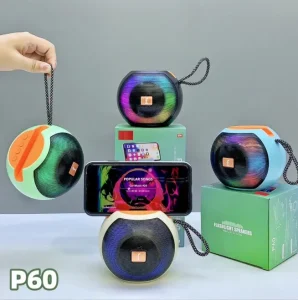 P60 Portable Speaker with RGB LED Lighting 800mAh Battery Memory Card Support for Home and Outdoor Use