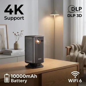 P70X Smart Android Projector 4K Home Theater 3D DLP Battery Portable Projector for Outdoor Camping TOF Auto Focus WiFi6
