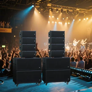 PA System Dual 10 Inch Line Array Speaker with Dual 18 Inch Subwoofer Wood Speaker Box for Church Concert