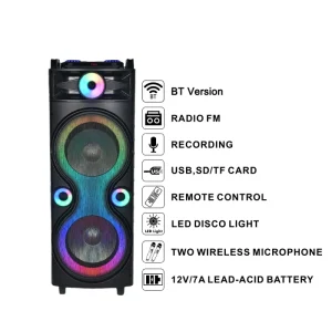 PA System Speakers Bluetooth Dual 12 Inch Pro Audio Active Party Stereo Portable Wireless Outdoor Speaker