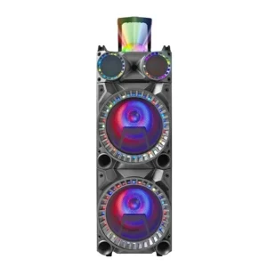 PB 1246 Dual 12 Inch Party Box LED Portable Outdoor Speaker with Microphone Waterproof Karaoke Home Party Square Dance Speaker