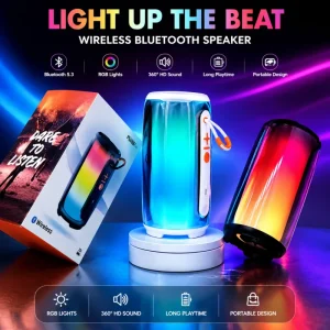 PLUSE6 RGB Portable Wireless Speaker with Hand Strap Outdoor Camping Emergency Heavy Bass Rugged Waterproof Soundbox