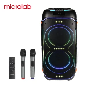 PT1000Pro 500W Peak Power Outdoor Party Speaker Dual 10 Inch Woofers RGB Lights for 5.3 TWS Mobile Phone