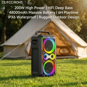 PT21-2 200W Rugged Outdoor Party Speaker 48000mAh Massive Battery IPX6 Waterproof RGB Light Audio