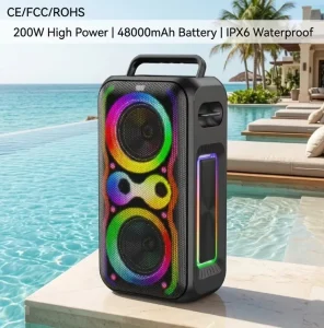PT21-5 200W Seaside Party Speaker 48000mAh Massive Battery IPX6 Waterproof RGB Dazzling Light Audio
