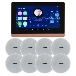 PW7825+8C635F Background Music Stereo In Wall Amplifier Board with Touch Screen Audio Kit Ceiling Speaker Smart Home Theater
