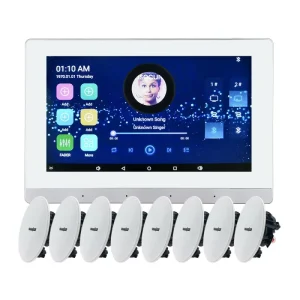 PW7825+CR525 2 Zones WiFi Stereo Audio Ceiling Speakers with Wall Mount Amplifier Subwoofer Home Surround Sound System