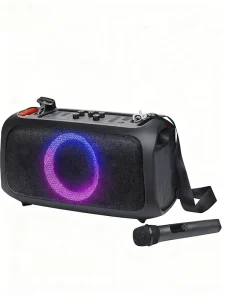 Party Portable Outdoor Speaker with Colorful Sync Light Show Wireless Microphone Karaoke Speaker for Outdoor